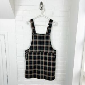 SO Plaid Knit Button Pinafore Dress Size M